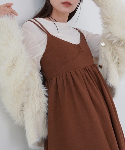 Bab(バブ)の「【S・Mサイズ展開】ビスチェライクフレアキャミワンピース(ワンピース・レディース・ブルー/グレイッシュベージュ/ブラウン/ブラック・SMALL/MEDIUM)」の10枚目の写真