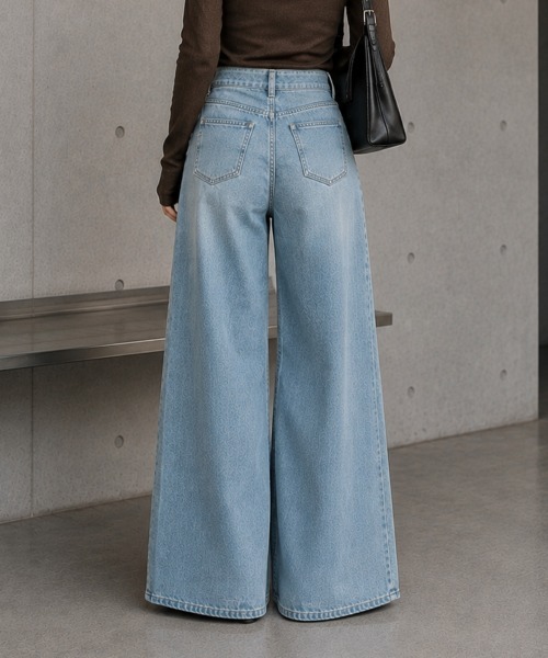center i(センターアイ)の「ハイウエスト ワイドデニムパンツ(デニムパンツ・レディース・サックスブルー・S/M)」の8枚目の写真