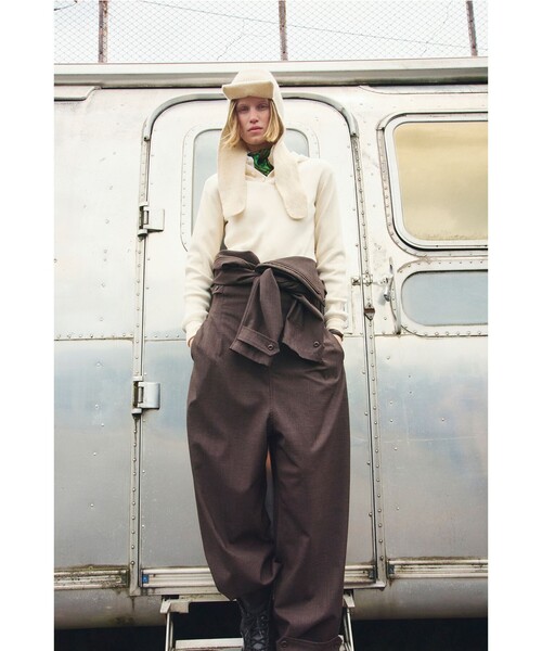 BEAMS BOY(ビームスボーイ)の「【別注】Healthknit × maturely / リブ フード ヘンリー ロングスリーブ(Tシャツ/カットソー・レディース・ナチュラル/ブラック/ブラウン・ONE SIZE)」の4枚目の写真