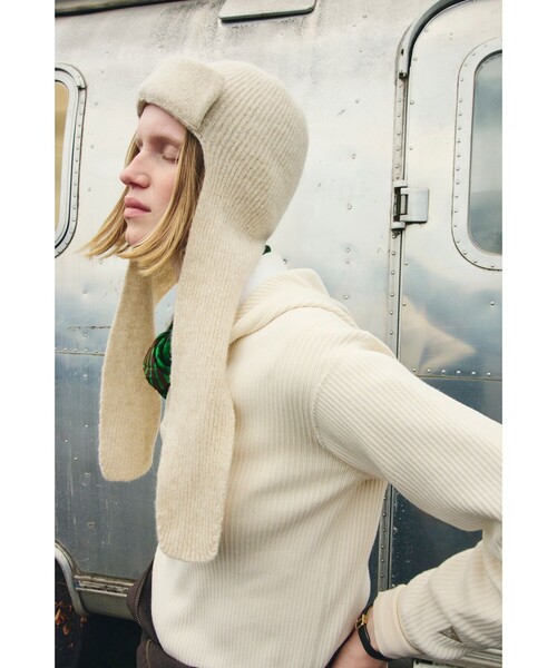 BEAMS BOY(ビームスボーイ)の「【別注】Healthknit × maturely / リブ フード ヘンリー ロングスリーブ(Tシャツ/カットソー・レディース・ナチュラル/ブラック/ブラウン・ONE SIZE)」の5枚目の写真