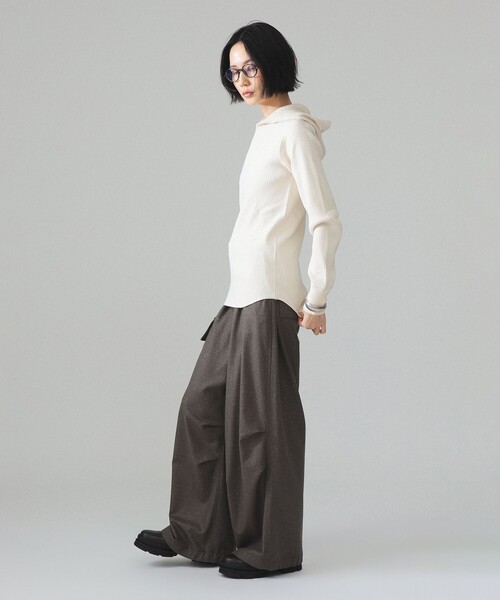 BEAMS BOY(ビームスボーイ)の「【別注】Healthknit × maturely / リブ フード ヘンリー ロングスリーブ(Tシャツ/カットソー・レディース・ナチュラル/ブラック/ブラウン・ONE SIZE)」の8枚目の写真