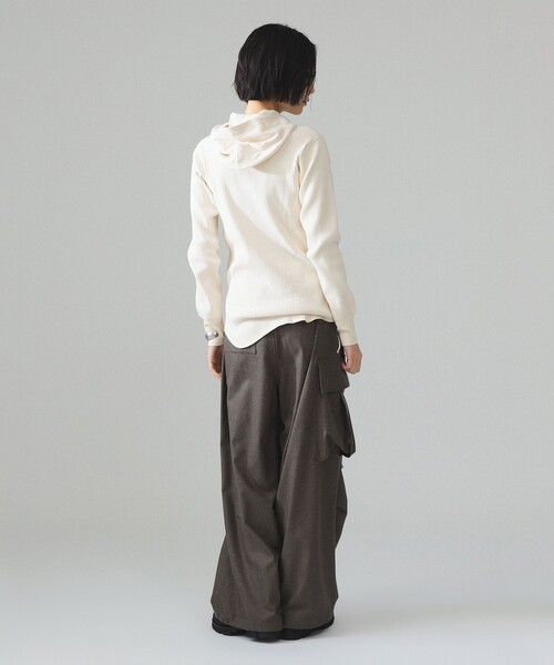 BEAMS BOY(ビームスボーイ)の「【別注】Healthknit × maturely / リブ フード ヘンリー ロングスリーブ(Tシャツ/カットソー・レディース・ナチュラル/ブラック/ブラウン・ONE SIZE)」の9枚目の写真
