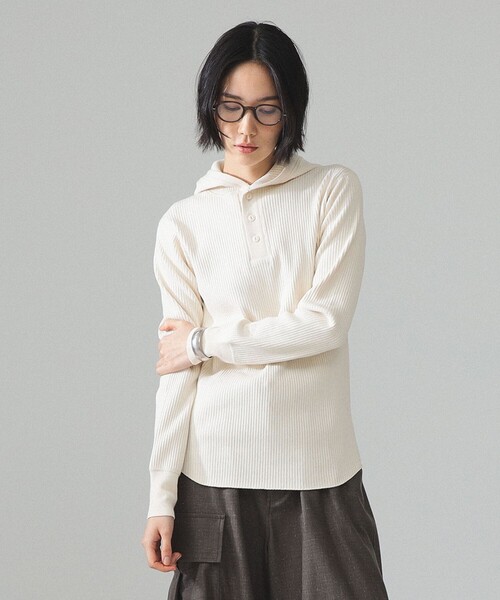 BEAMS BOY(ビームスボーイ)の「【別注】Healthknit × maturely / リブ フード ヘンリー ロングスリーブ(Tシャツ/カットソー・レディース・ナチュラル/ブラック/ブラウン・ONE SIZE)」の10枚目の写真