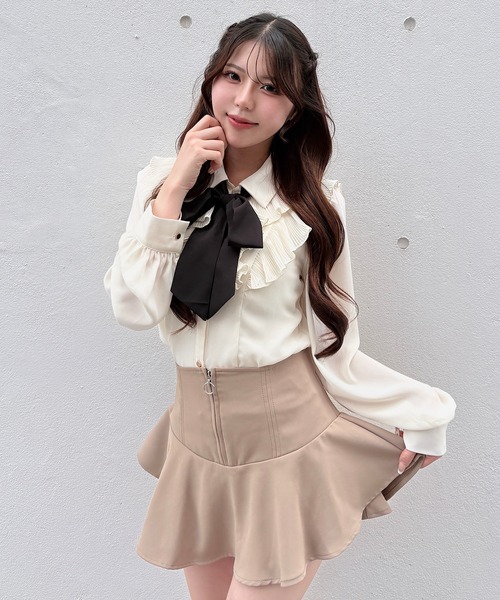NOMAE(ノーマエ)の「プリーツフリルブラウス(シャツ/ブラウス・レディース・ブラウン/ホワイト系その他/アイボリー・FREE)」の5枚目の写真