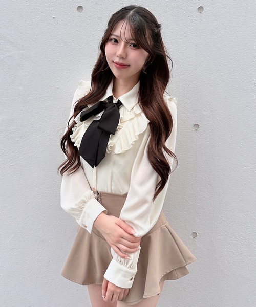 NOMAE(ノーマエ)の「プリーツフリルブラウス(シャツ/ブラウス・レディース・ブラウン/ホワイト系その他/アイボリー・FREE)」の4枚目の写真