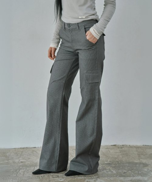 WAARFORWOMAN（ワール・フォー・ウーマン）の「W1163 ストライプブーツカットパンツ_グレー（その他パンツ・レディース・その他・MEDIUM/LARGE/SMALL）」の6枚目の写真