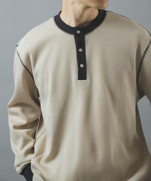 ITEMS URBANRESEARCH(アイテムズ アーバンリサーチ)の「配色ワッフルヘンリーネックカットソー(Tシャツ/カットソー・メンズ・モカ/チャコールグレー/ブラック/アイボリー・LARGE/MEDIUM)」の5枚目の写真