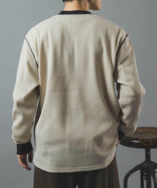 ITEMS URBANRESEARCH(アイテムズ アーバンリサーチ)の「配色ワッフルヘンリーネックカットソー(Tシャツ/カットソー・メンズ・モカ/チャコールグレー/ブラック/アイボリー・LARGE/MEDIUM)」の6枚目の写真