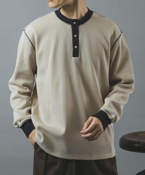 ITEMS URBANRESEARCH(アイテムズ アーバンリサーチ)の「配色ワッフルヘンリーネックカットソー(Tシャツ/カットソー・メンズ・モカ/チャコールグレー/ブラック/アイボリー・LARGE/MEDIUM)」の8枚目の写真