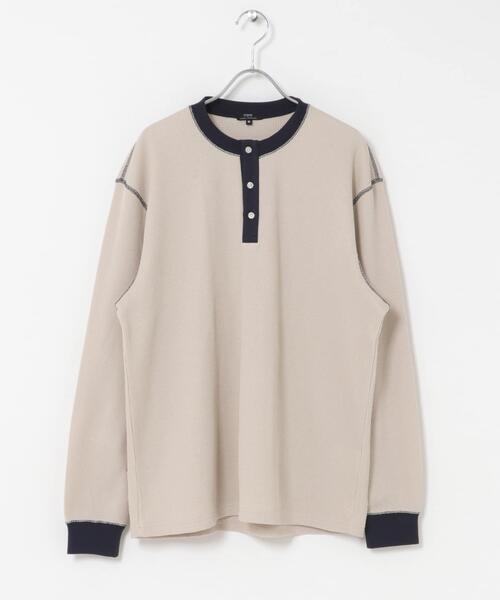 ITEMS URBANRESEARCH(アイテムズ アーバンリサーチ)の「配色ワッフルヘンリーネックカットソー(Tシャツ/カットソー・メンズ・モカ/チャコールグレー/ブラック/アイボリー・LARGE/MEDIUM)」の11枚目の写真