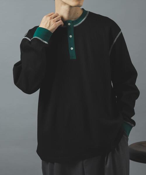 ITEMS URBANRESEARCH(アイテムズ アーバンリサーチ)の「配色ワッフルヘンリーネックカットソー(Tシャツ/カットソー・メンズ・モカ/チャコールグレー/ブラック/アイボリー・LARGE/MEDIUM)」の15枚目の写真