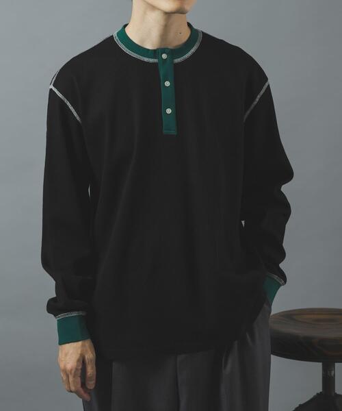 ITEMS URBANRESEARCH(アイテムズ アーバンリサーチ)の「配色ワッフルヘンリーネックカットソー(Tシャツ/カットソー・メンズ・モカ/チャコールグレー/ブラック/アイボリー・LARGE/MEDIUM)」の17枚目の写真