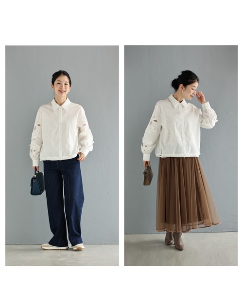 cawaii(カワイイ)の「恋占いのおまじない花刺繍シャツトップス(シャツ/ブラウス・レディース・ホワイト/ネイビー・FREE)」の11枚目の写真