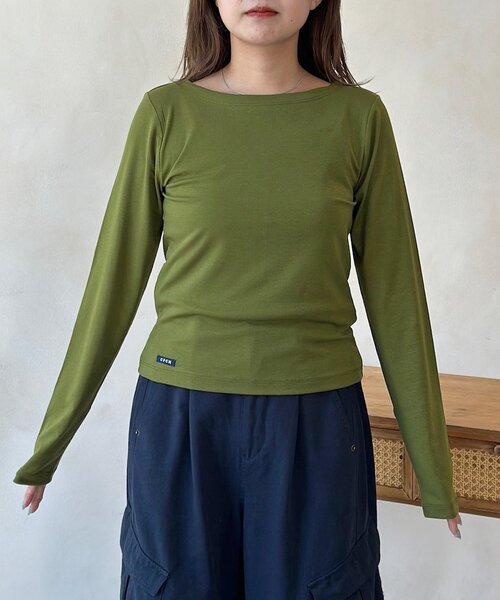CPCM(シーピーシーエム)の「テンセル混クルーロンT(Tシャツ/カットソー・レディース・グレー/ブラック/ホワイト/グリーン系/レッド・FREE)」の9枚目の写真