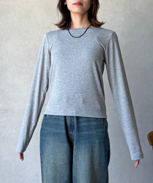 CPCM(シーピーシーエム)の「テンセル混クルーロンT(Tシャツ/カットソー・レディース・グレー/ブラック/ホワイト/グリーン系/レッド・FREE)」の12枚目の写真
