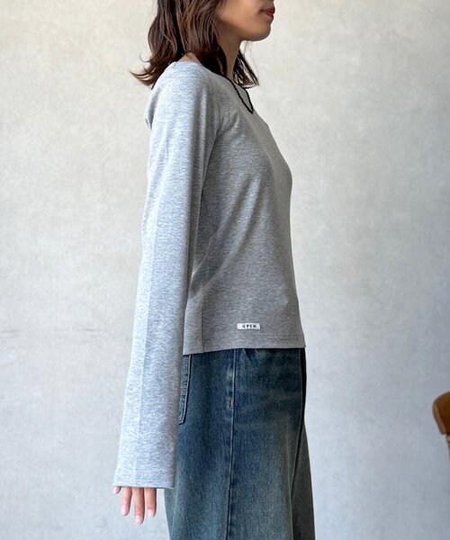 CPCM(シーピーシーエム)の「テンセル混クルーロンT(Tシャツ/カットソー・レディース・グレー/ブラック/ホワイト/グリーン系/レッド・FREE)」の13枚目の写真