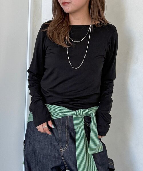 CPCM(シーピーシーエム)の「テンセル混クルーロンT(Tシャツ/カットソー・レディース・グレー/ブラック/ホワイト/グリーン系/レッド・FREE)」の20枚目の写真