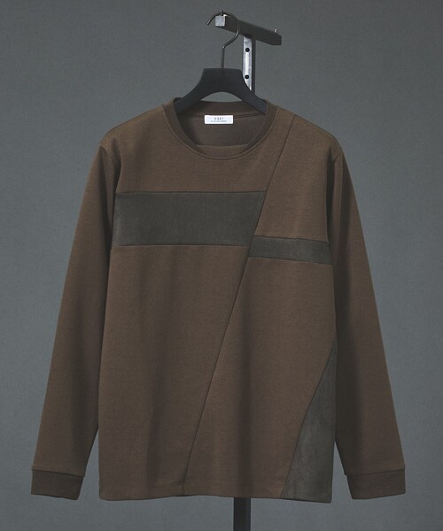 5351 POUR LES HOMMES(ゴーサンゴーイチプールオム)の「コンビネーション スエード 長袖Tシャツ(Tシャツ/カットソー・メンズ・ブラック/カーキ/ホワイト・48/46/44/50)」の3枚目の写真