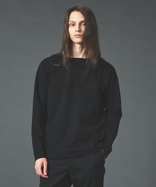 5351 POUR LES HOMMES(ゴーサンゴーイチプールオム)の「コンビネーション スエード 長袖Tシャツ(Tシャツ/カットソー・メンズ・ブラック/カーキ/ホワイト・48/46/44/50)」の2枚目の写真