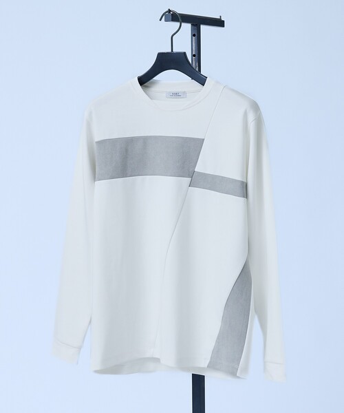 5351 POUR LES HOMMES(ゴーサンゴーイチプールオム)の「コンビネーション スエード 長袖Tシャツ(Tシャツ/カットソー・メンズ・ブラック/カーキ/ホワイト・48/46/44/50)」の10枚目の写真