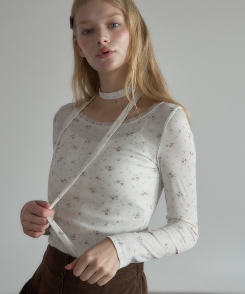 Birthday room(バースデイルーム)の「タイ付き花柄T/Floral T-shirt with tie detail(Tシャツ/カットソー・レディース・ブラウン/ピンク・FREE)」の19枚目の写真