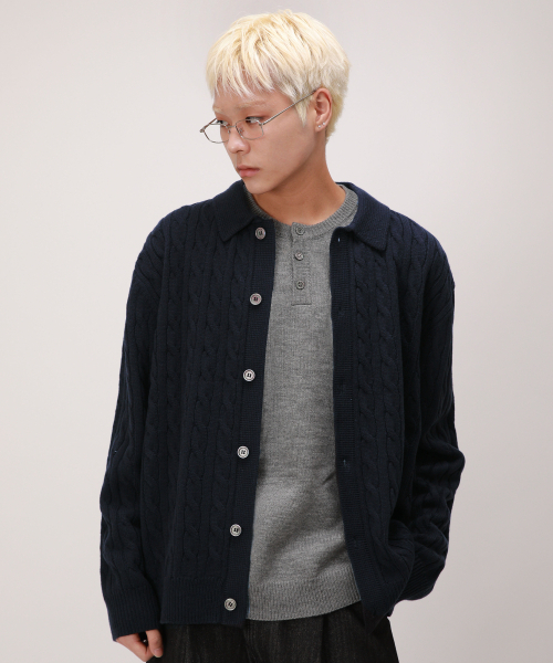 DEVELOVE(デヴローブ)の「ソフトケーブルカラーガーディガン_ネイビー(カーディガン/ボレロ・メンズ・ネイビー・MEDIUM/LARGE/X-LARGE/XX-LARGE)」の3枚目の写真