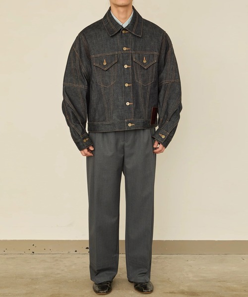 I'm here:(アイムヒアー)の「【I'm here】TWIST SLEEVE DENIM JACKET(デニムジャケット・メンズ・ネイビー/ブラック・L/M)」の9枚目の写真