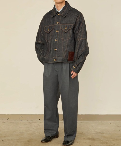 I'm here:(アイムヒアー)の「【I'm here】TWIST SLEEVE DENIM JACKET(デニムジャケット・メンズ・ネイビー/ブラック・L/M)」の11枚目の写真