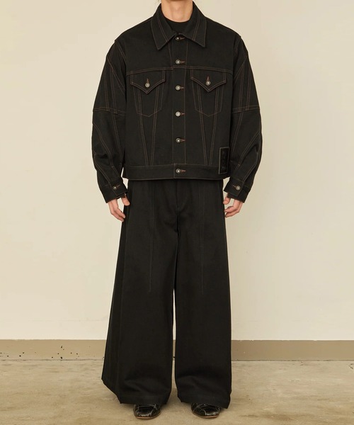 I'm here:(アイムヒアー)の「【I'm here】TWIST SLEEVE DENIM JACKET(デニムジャケット・メンズ・ネイビー/ブラック・L/M)」の3枚目の写真