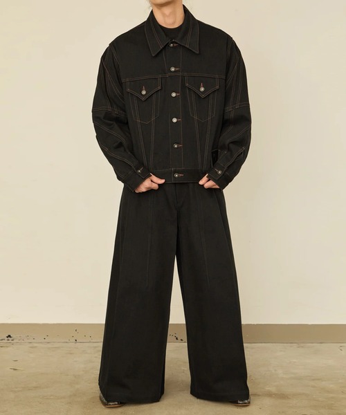I'm here:(アイムヒアー)の「【I'm here】TWIST SLEEVE DENIM JACKET(デニムジャケット・メンズ・ネイビー/ブラック・L/M)」の4枚目の写真