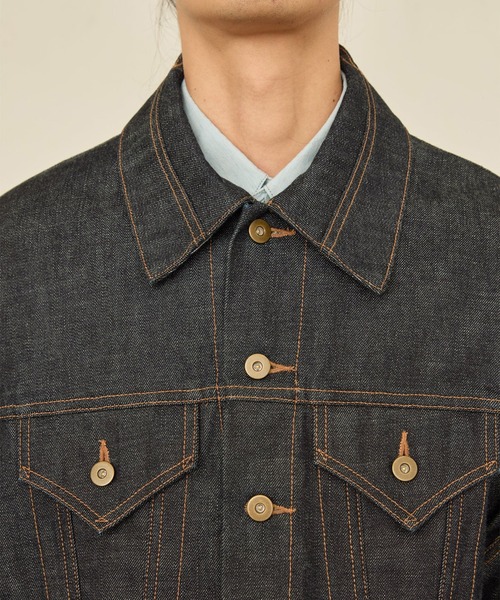 I'm here:(アイムヒアー)の「【I'm here】TWIST SLEEVE DENIM JACKET(デニムジャケット・メンズ・ネイビー/ブラック・L/M)」の15枚目の写真