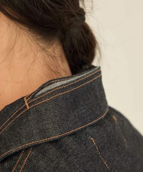 I'm here:(アイムヒアー)の「【I'm here】TWIST SLEEVE DENIM JACKET(デニムジャケット・メンズ・ネイビー/ブラック・L/M)」の18枚目の写真