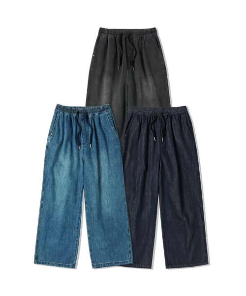 LIFE WORK(ライフワーク)の「レディース LW3 ベーシックデニムワイドバンディングパンツ(デニムパンツ・レディース・ネイビー/インディゴブルー/ブラック・SMALL/MEDIUM)」の4枚目の写真