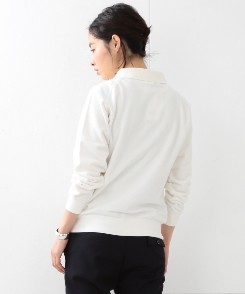 LACOSTE（ラコステ）の「【FUDGE5月号掲載】LACOSTE / ポロ カラー スウェット SPECIAL（スウェット・レディース・ホワイト/ネイビー・ONE SIZE）」の6枚目の写真