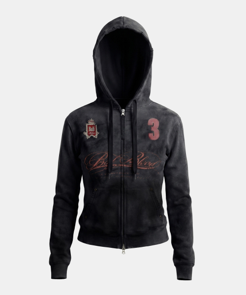 BADBLOOD(バッドブラッド)の「ロイヤルクラシックディストレスドフードジップアップ - ブラック(パーカー・レディース・その他・SMALL/MEDIUM/LARGE)」の1枚目の写真