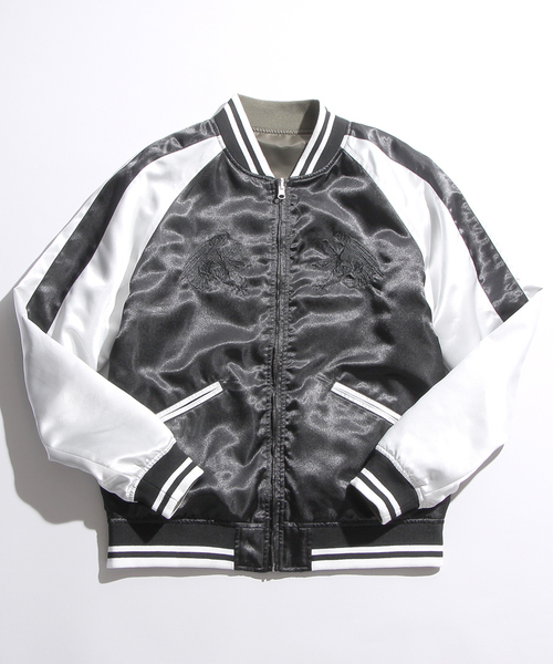 WEGO(ウィゴー)の「WEGO/リバーシブルスカジャン(スカジャン・メンズ・ブラック/ホワイト/ネイビー・LARGE/MEDIUM)」の4枚目の写真