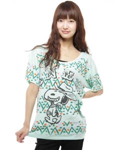 Another Edition（アナザーエディション）の「AE スヌーピー ウエスタン BIG T（Tシャツ/カットソー・レディース・オレンジ/ライム・フリー）」の2枚目の写真