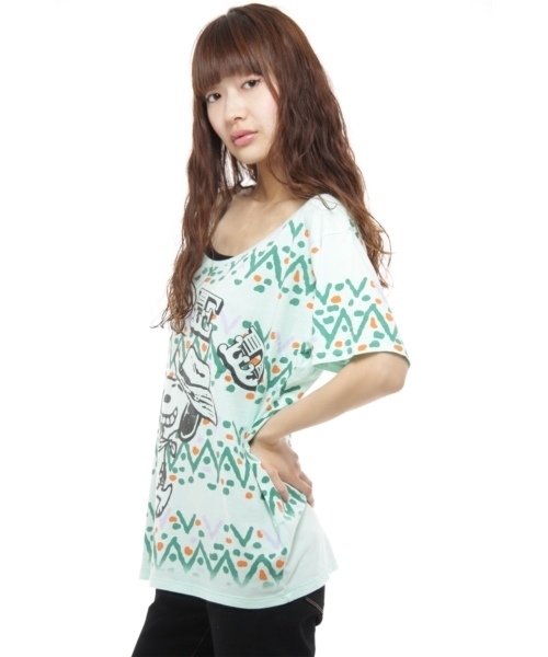 Another Edition（アナザーエディション）の「AE スヌーピー ウエスタン BIG T（Tシャツ/カットソー・レディース・オレンジ/ライム・フリー）」の3枚目の写真