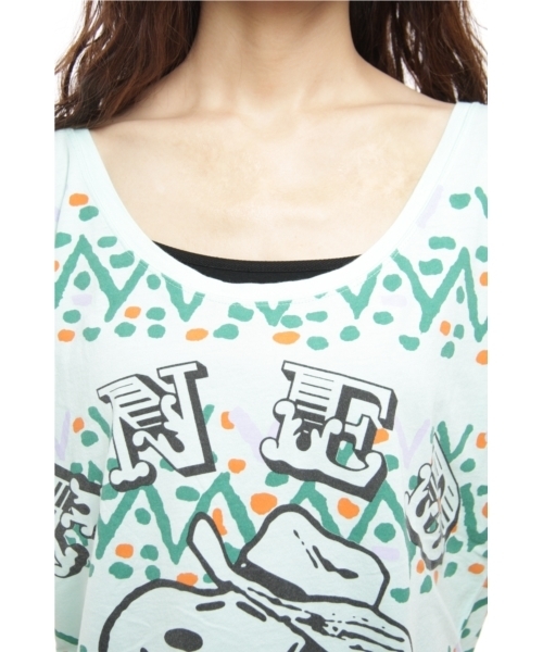 Another Edition（アナザーエディション）の「AE スヌーピー ウエスタン BIG T（Tシャツ/カットソー・レディース・オレンジ/ライム・フリー）」の5枚目の写真