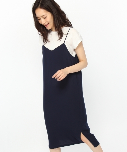 LAKOLE(ラコレ)の「PEサテンキャミソールワンピース / LAKOLE(ワンピース・レディース・ネイビー/ダークブラウン/オリーブ・MEDIUM/SMALL/LARGE)」の3枚目の写真