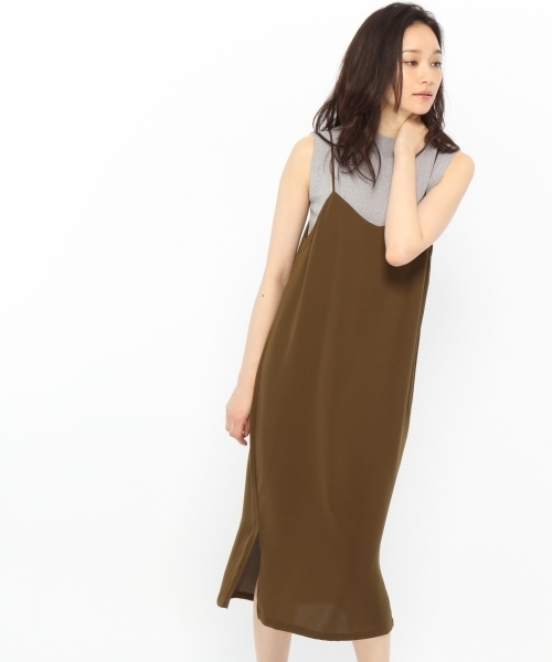 LAKOLE(ラコレ)の「PEサテンキャミソールワンピース / LAKOLE(ワンピース・レディース・ネイビー/ダークブラウン/オリーブ・MEDIUM/SMALL/LARGE)」の14枚目の写真