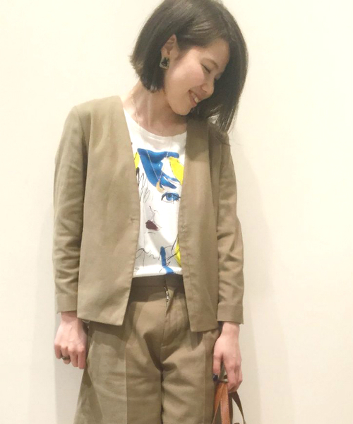 un dix cors(アンディコール)の「リネンライクジャケット(その他アウター・レディース・ブラウン/ネイビー・フリ-)」の1枚目の写真