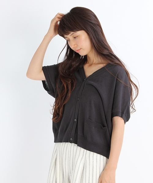 studio CLIP（スタディオクリップ）の「14ゲージコットンコンパクトカーディガン（カーディガン/ボレロ・レディース・ブルー/グリーン/スモーク/ライトグレー・FREE）」の4枚目の写真