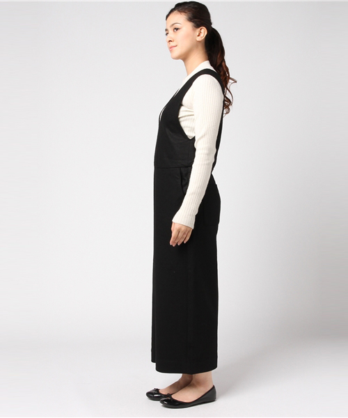 LBC（エルビーシー）の「T/Wジャージーサロペット                （つなぎ/オールインワン・レディース・ブラック/ブラウン・MEDIUM）」の4枚目の写真