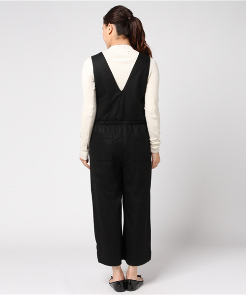 LBC（エルビーシー）の「T/Wジャージーサロペット                （つなぎ/オールインワン・レディース・ブラック/ブラウン・MEDIUM）」の6枚目の写真