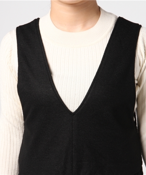 LBC（エルビーシー）の「T/Wジャージーサロペット                （つなぎ/オールインワン・レディース・ブラック/ブラウン・MEDIUM）」の7枚目の写真