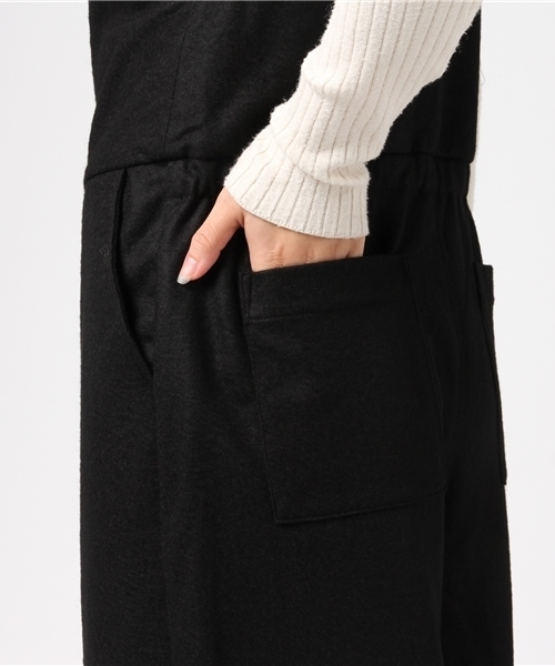 LBC（エルビーシー）の「T/Wジャージーサロペット                （つなぎ/オールインワン・レディース・ブラック/ブラウン・MEDIUM）」の9枚目の写真