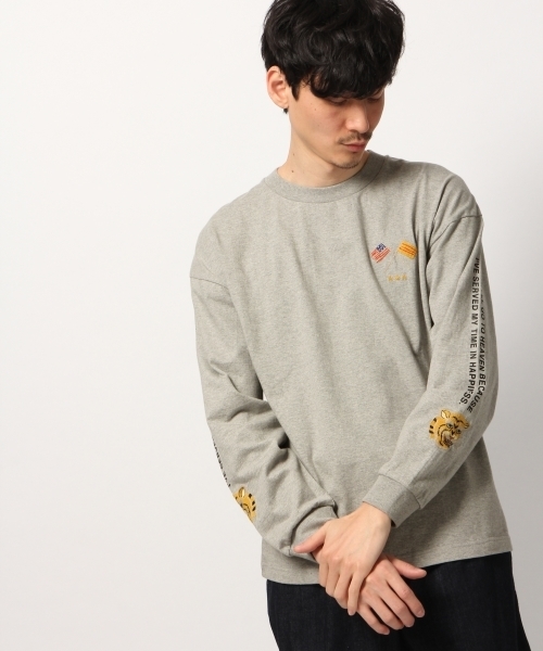 GLOBAL WORK(グローバルワーク)の「シシュウロンTEE/782695(Tシャツ/カットソー・メンズ・グレー/ホワイト・MEDIUM/LARGE)」の1枚目の写真