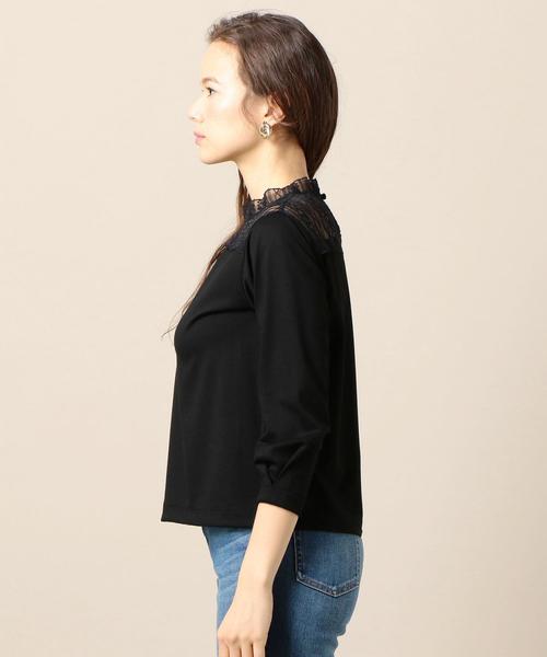 BEAUTY&YOUTH UNITED ARROWS（ビューティーアンドユースユナイテッドアローズ）の「BY ポンチレースハイネック8分袖プルオーバー o（Tシャツ/カットソー・レディース・ホワイト/ブラック・FREE）」の7枚目の写真