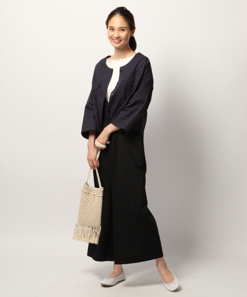 GLOBAL WORK（グローバルワーク）の「ノーカラーシャツブルゾン/795947（ブルゾン・レディース・カーキ/ネイビー・MEDIUM/LARGE）」の4枚目の写真